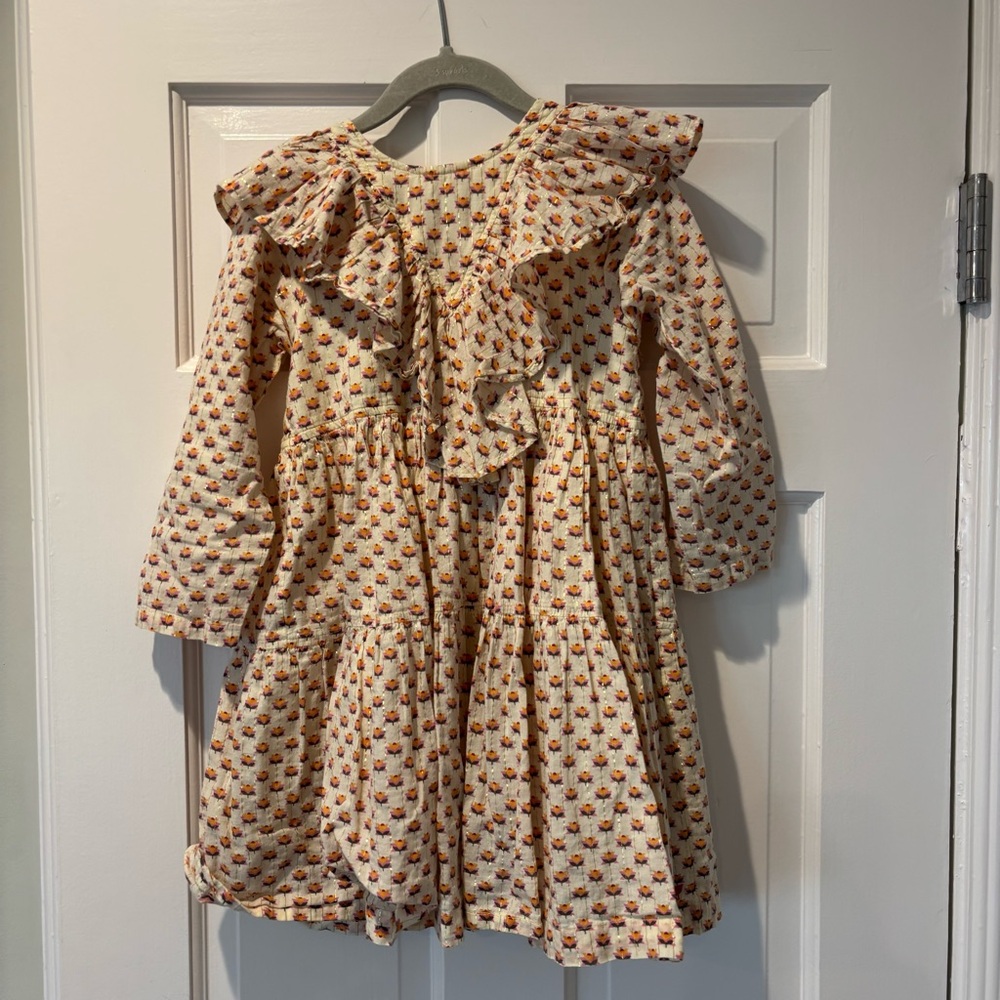 Floral Ruffle Long Sleeve Girls Dress